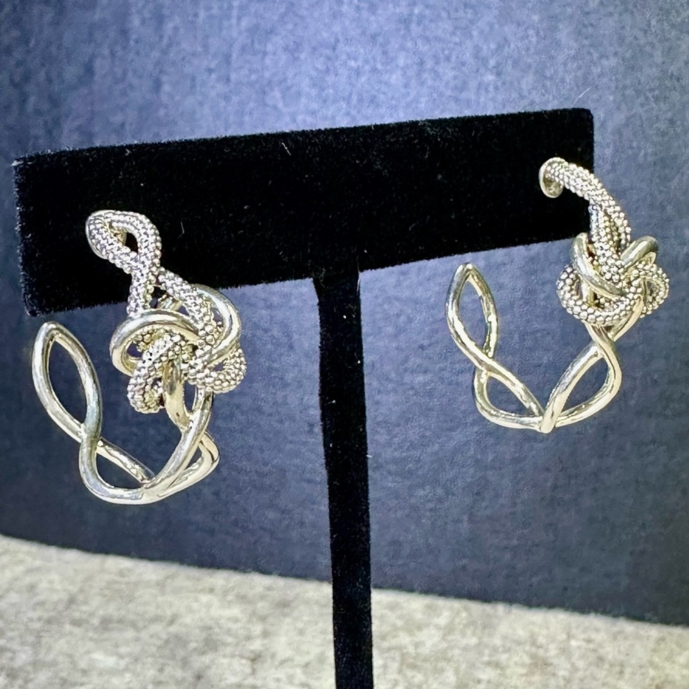 LAGOS Love Knot 925 Sterling Silver Stud Earrings 1” Drop Lot#495